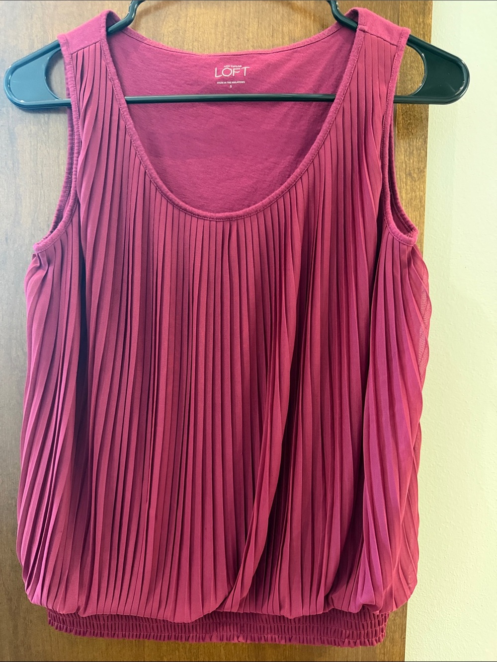 LOFT Pleated Tank Top in Berry